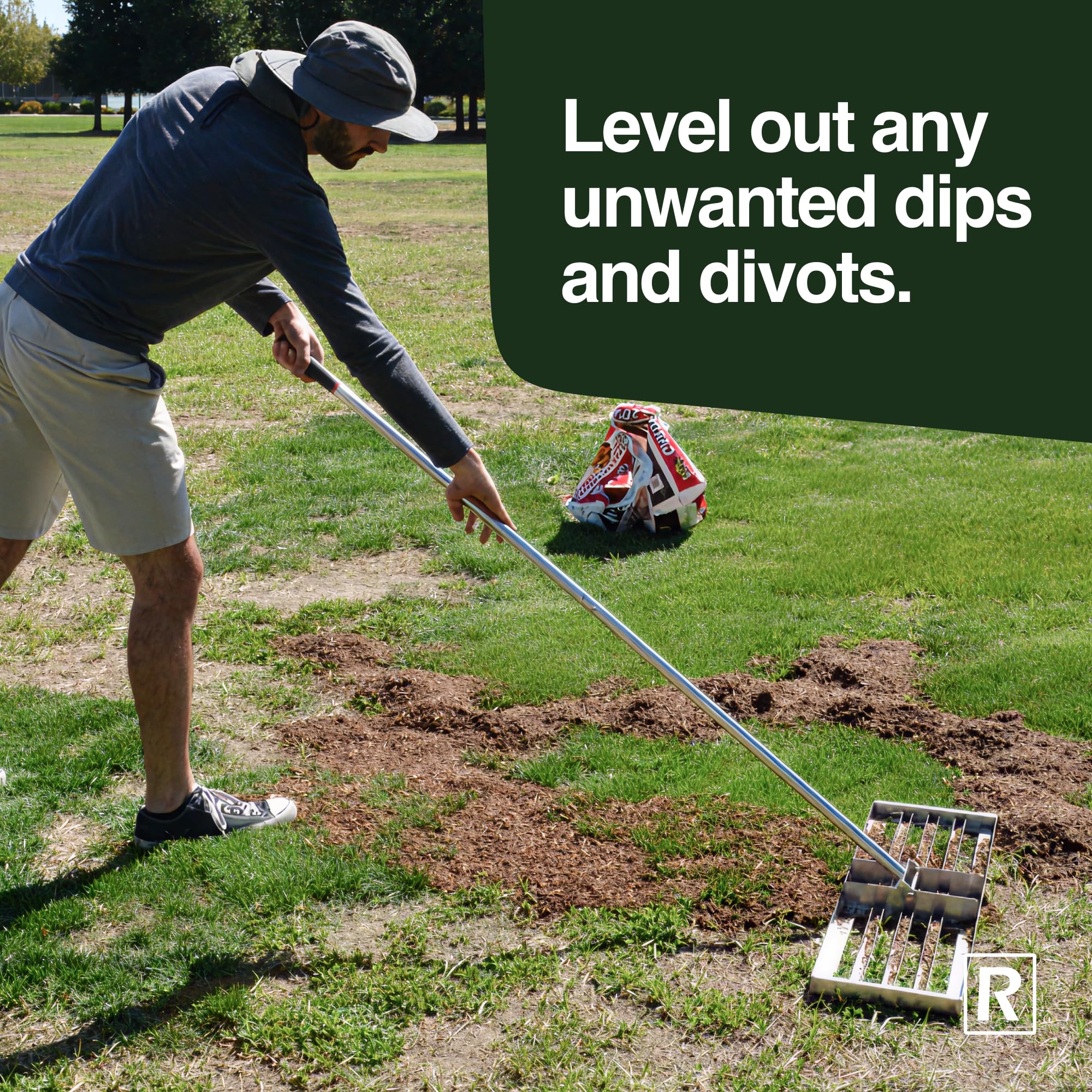 Rocklin Lawn Leveling Rake on sand pathways for a smoother surface