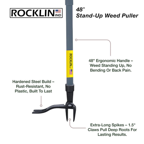 Rocklin weed puller ergonomic grip enables comfortable use.