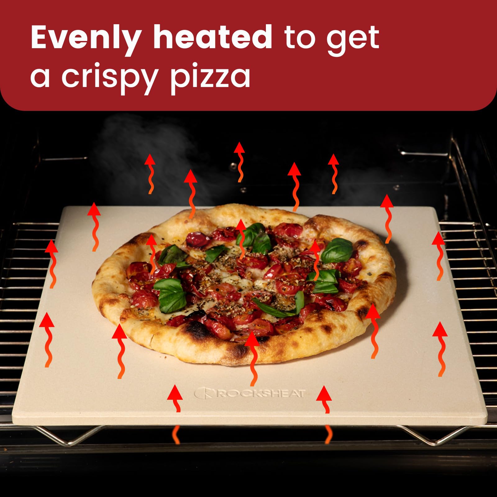 ROCKSHEAT food-grade cordierite stoneware blocks odors and ensures safe cooking.