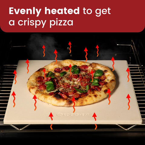 ROCKSHEAT oven and grill-safe pizza stone supports versatile cooking in kitchen