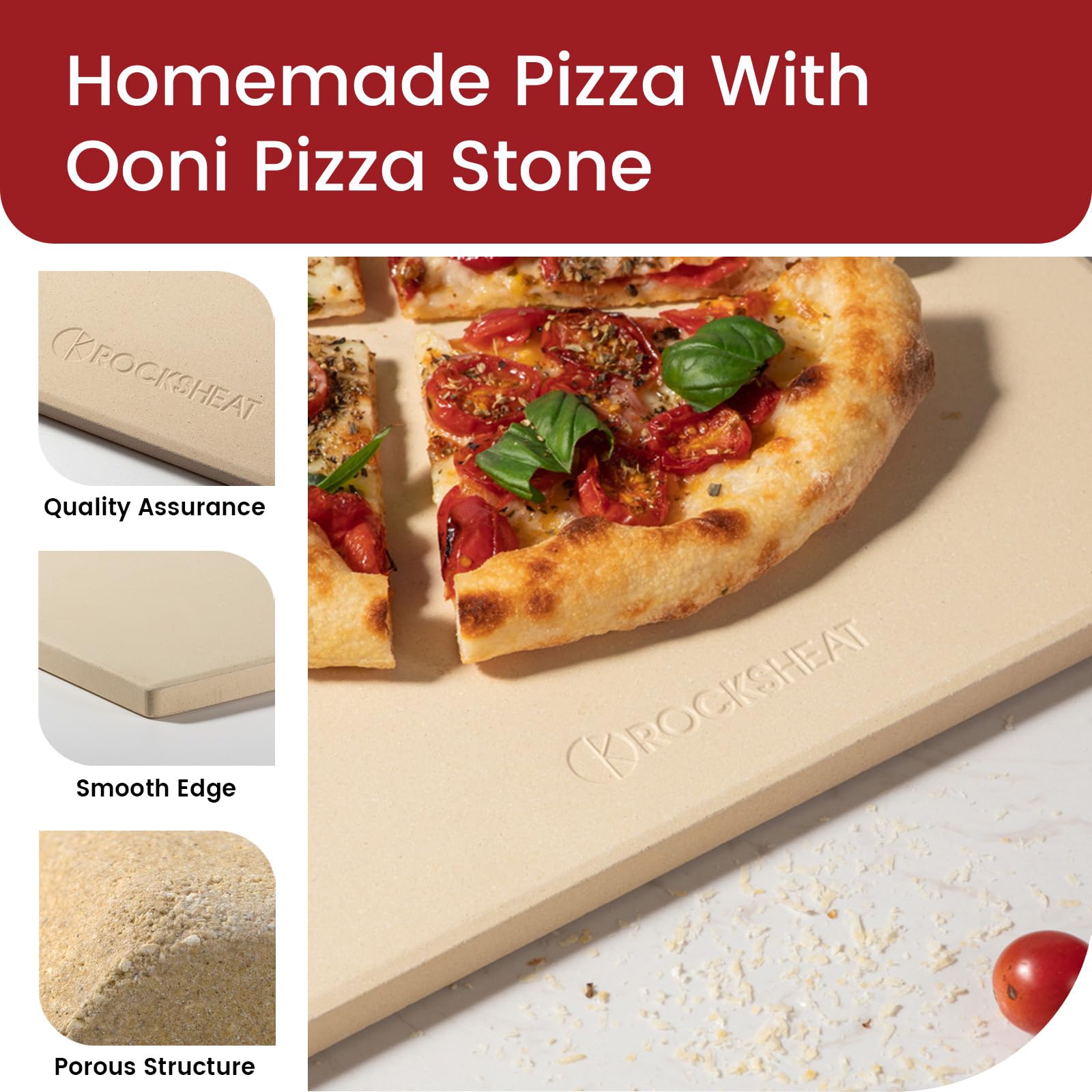 ROCKSHEAT oven-or-grill-ready stone for versatile baking on stove, grill, or oven.