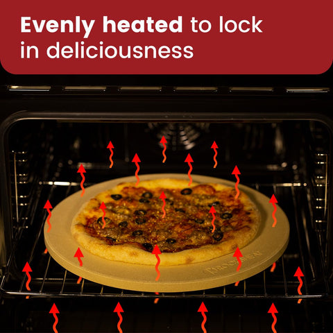 ROCKSHEAT ready-to-use pizza stone used directly in oven or grill.
