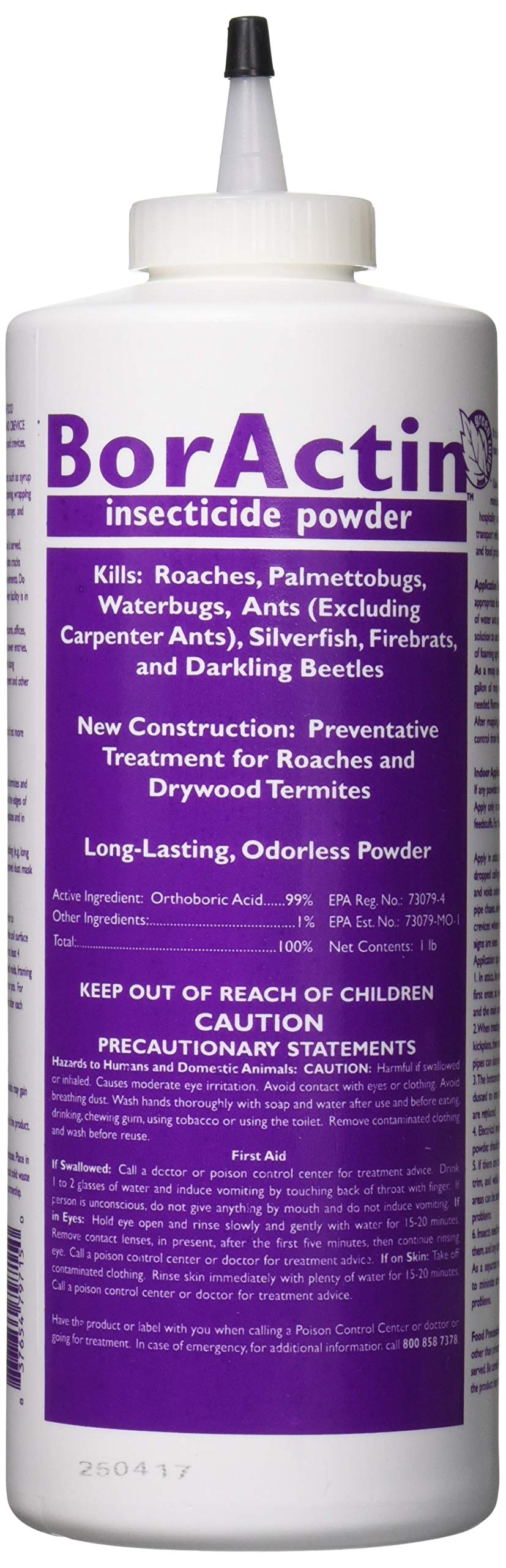 Rockwell Labs BorActin dust bottle for odorless, moisture-resistant pest control.