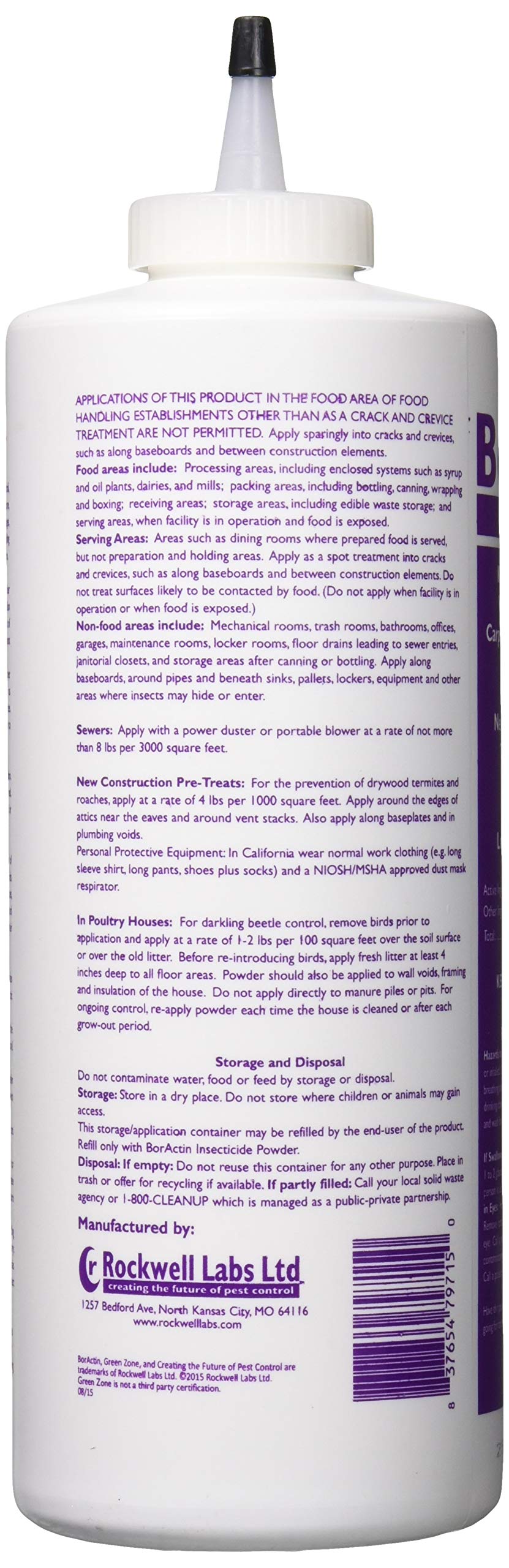 Rockwell Labs BorActin dust shown in kitchen scene for pest deterrence.