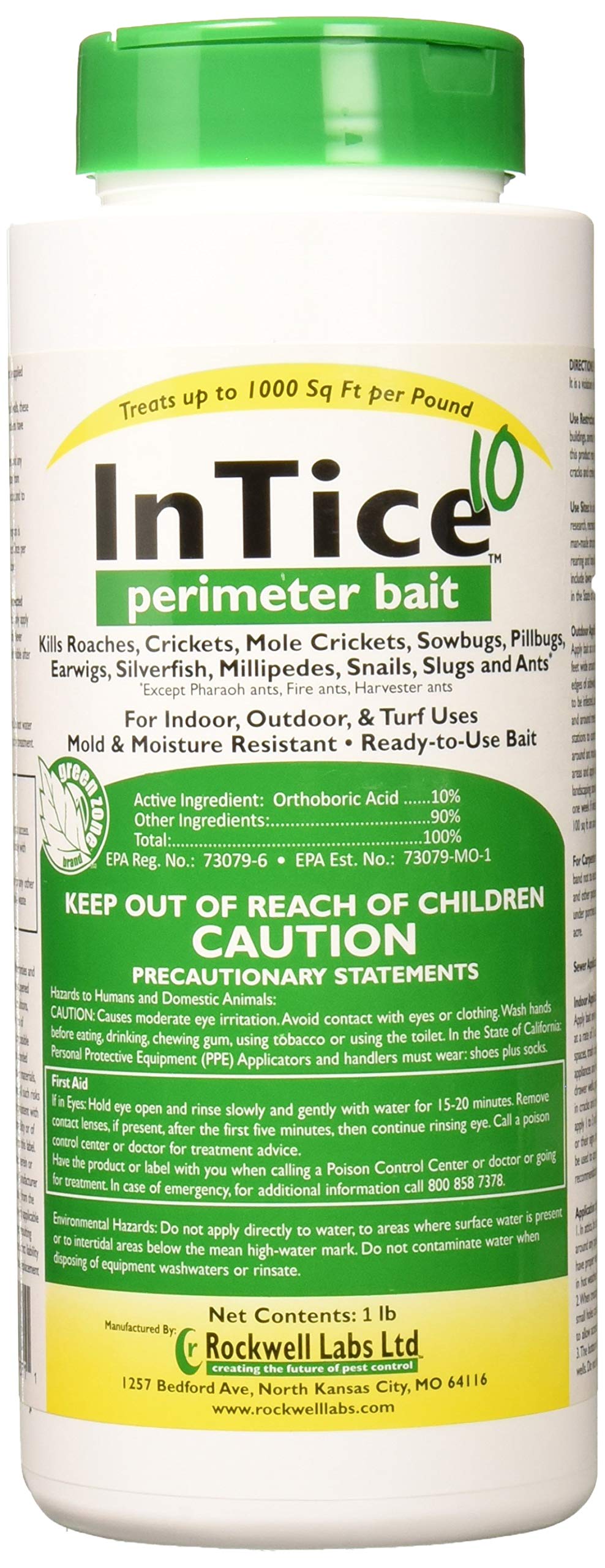 Rockwell Labs InTice 10 granules in package for safe indoor-outdoor pest control.