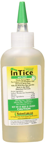 Rockwell Labs InTice Thiquid Ant Bait bottle front view for indoor and outdoor ant control.