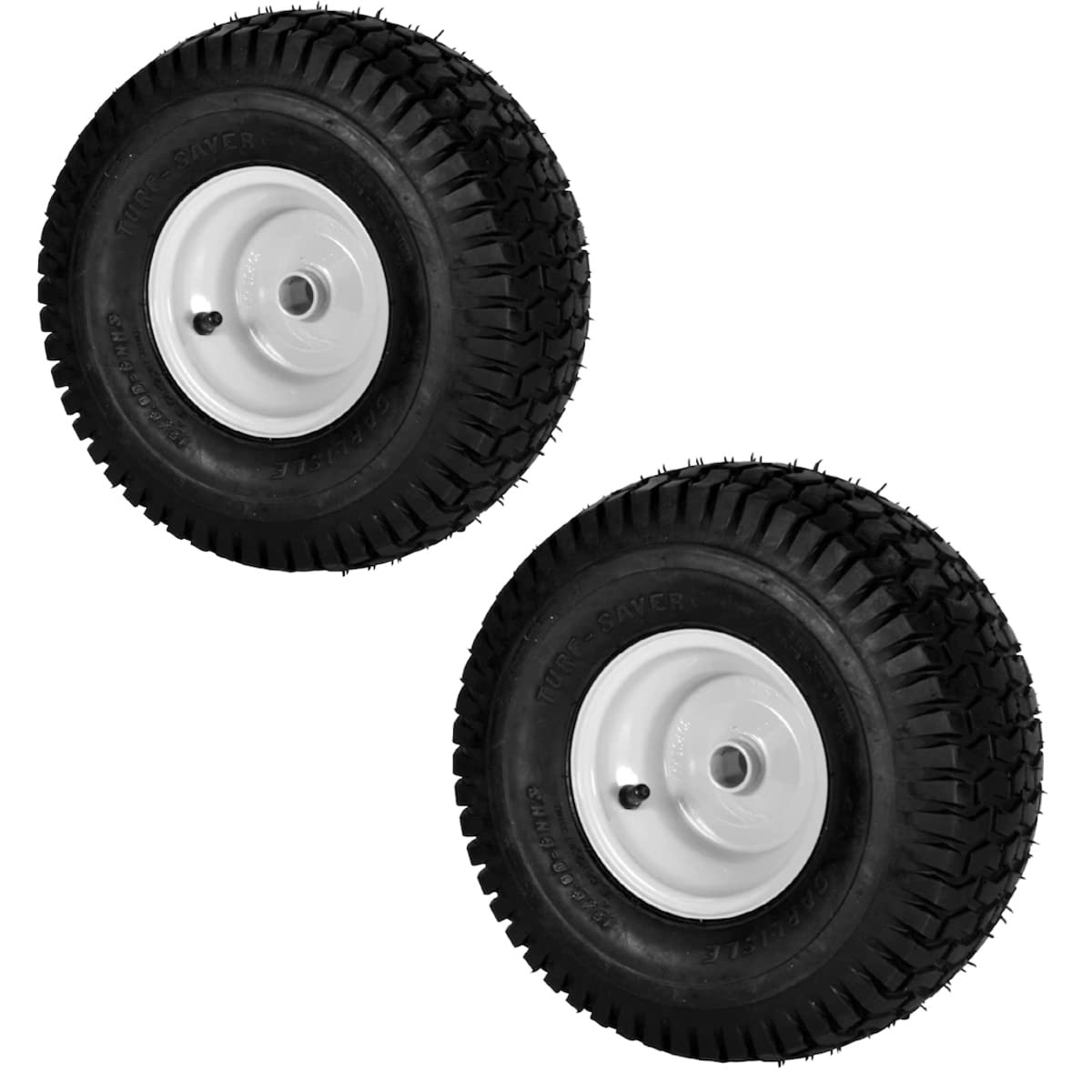Rocky Mountain Goods 15x6.00-6 NHS tire with turf saver tread for lawn-friendly mowing.