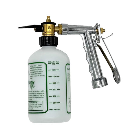 Rocky Mountain Goods hose sprayer front view, ready for garden spraying.