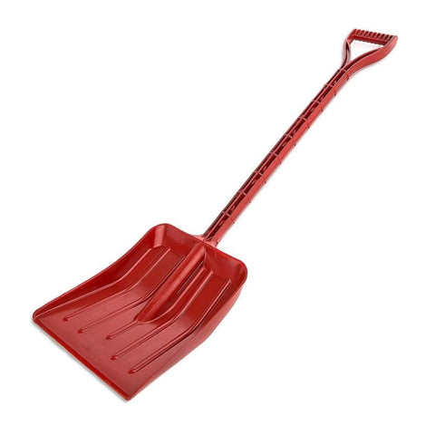 Rocky Mountain Goods kids snow shovel 34-inch front view, lightweight and bend-proof for safe use.
