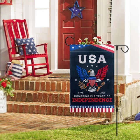 ROCKY PARTY patriotic décor in a garden setting suitable for seasonal displays.
