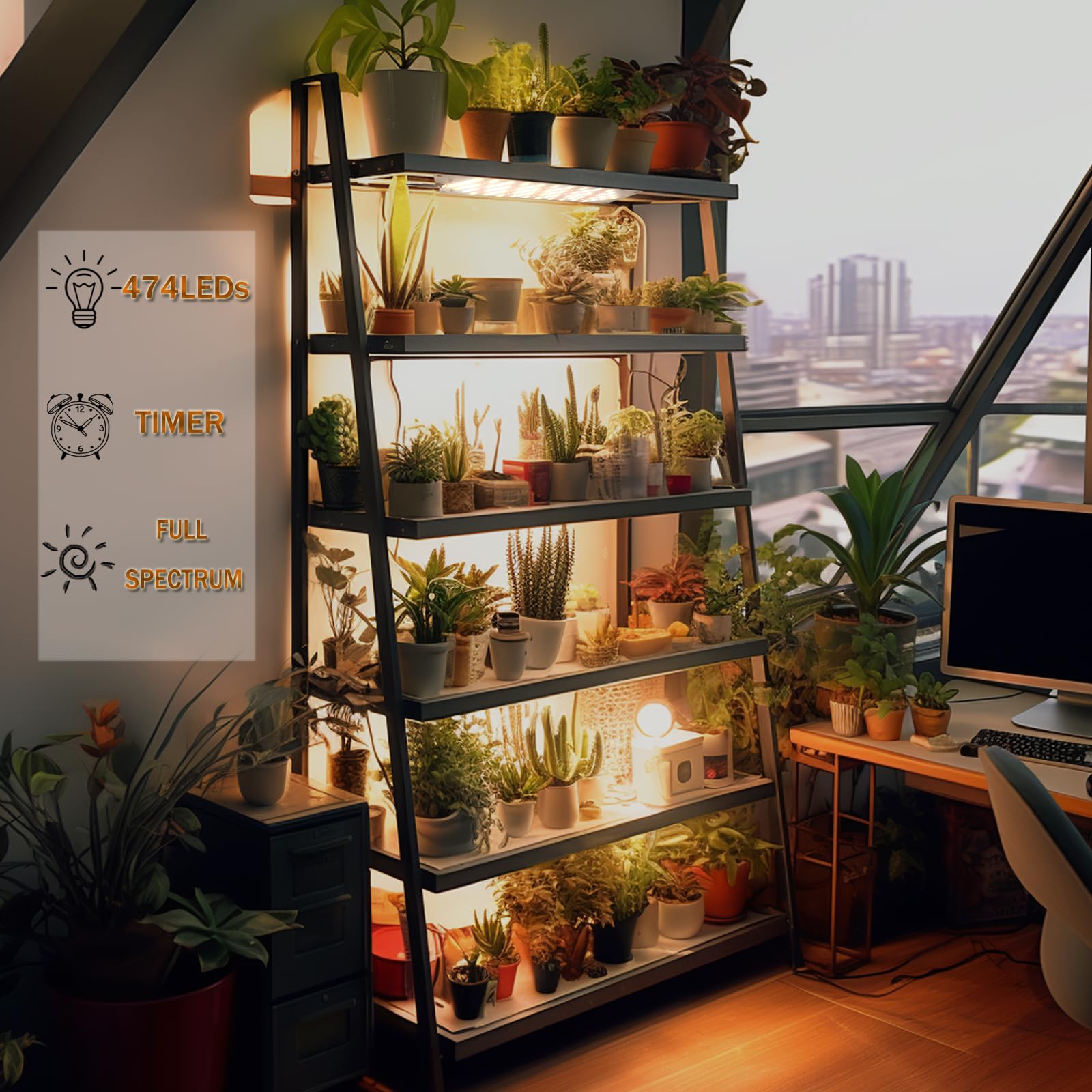 Rocoking 474 LEDs energy-saving grow light with broad spectrum.