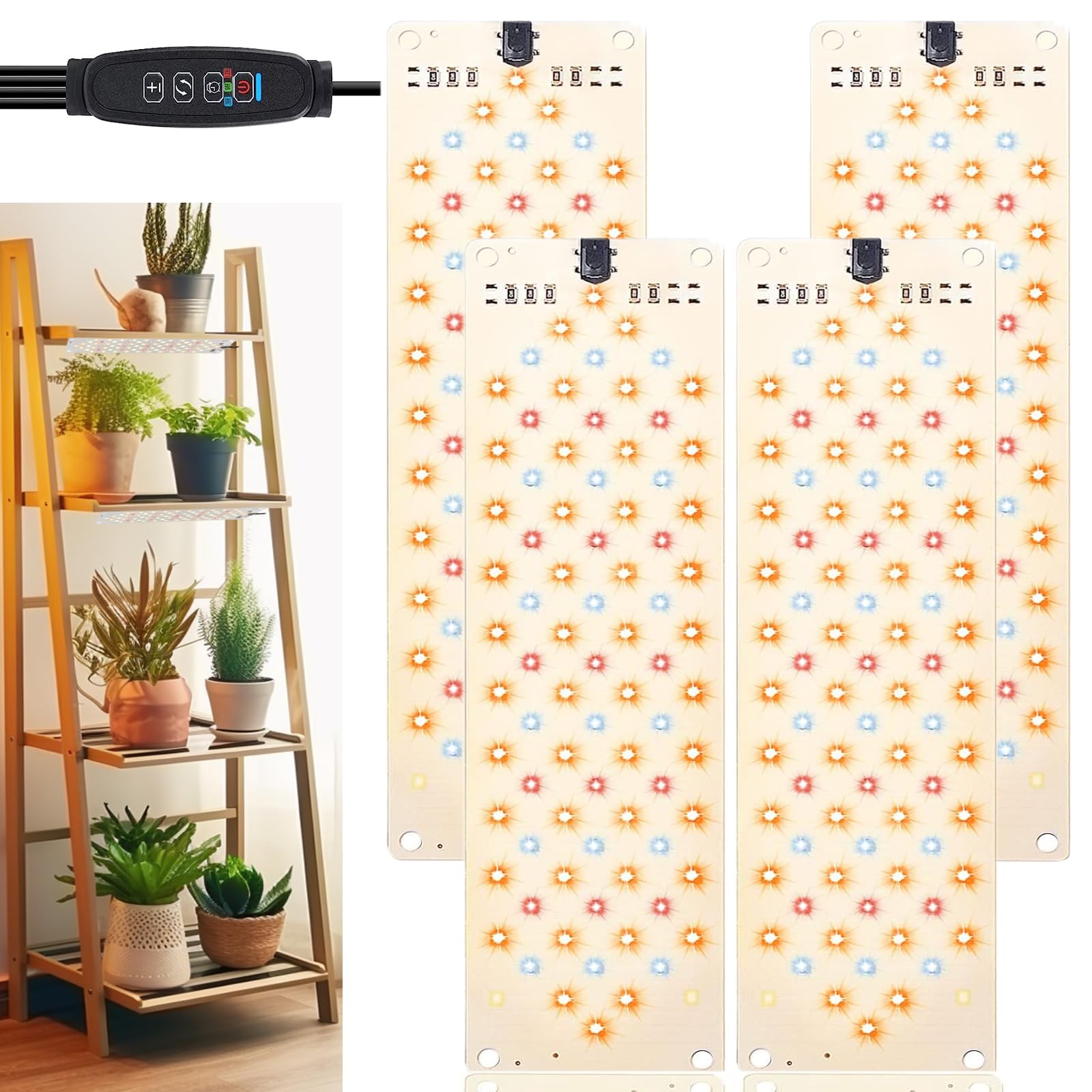 Rocoking Grow Light Panel front view showing slim, full-spectrum LEDs for indoor plant growth
