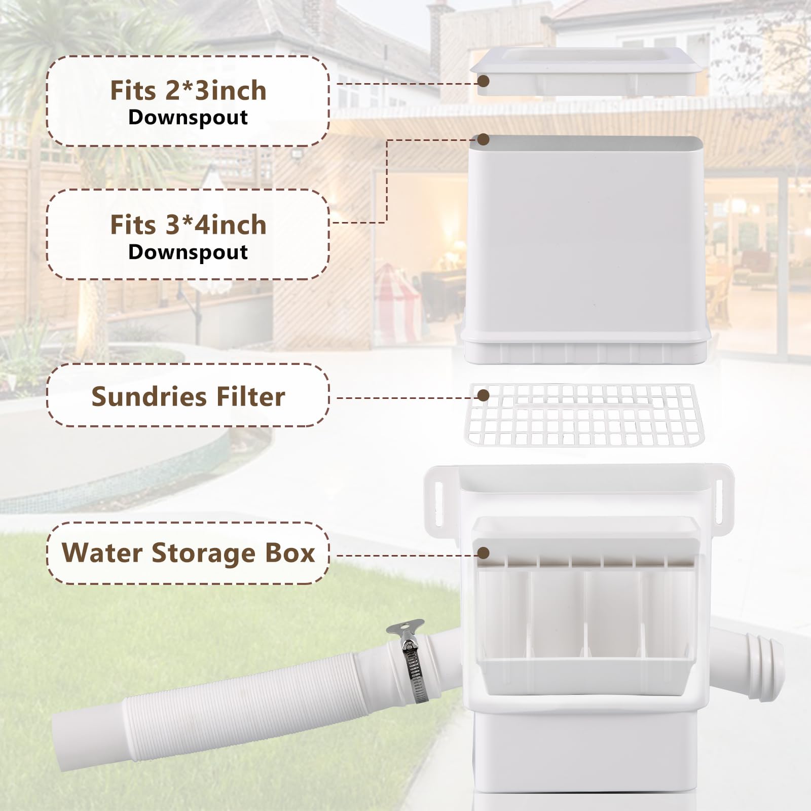 Rodelna downspout diverter with dual outlets enables simultaneous barrels filling or targeted irrigation
