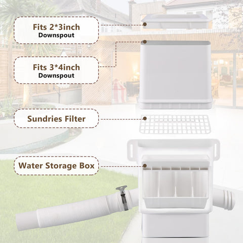 Rodelna downspout diverter with dual outlets enables simultaneous barrels filling or targeted irrigation