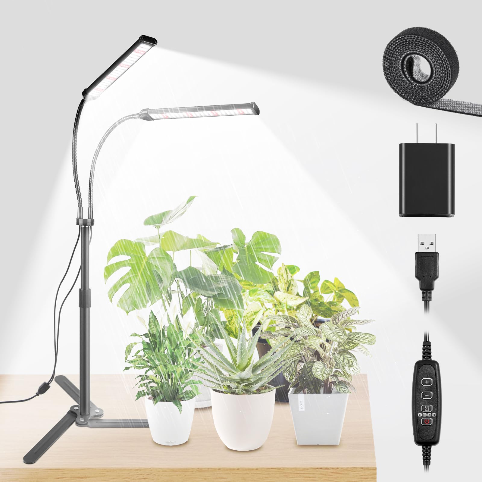 RODINTO dual-head LED grow light for versatile indoor gardening