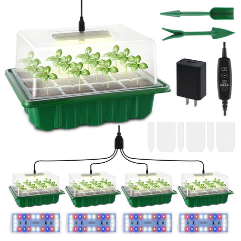 RODINTO seed starter tray medium four-pack shown for indoor seedling germination