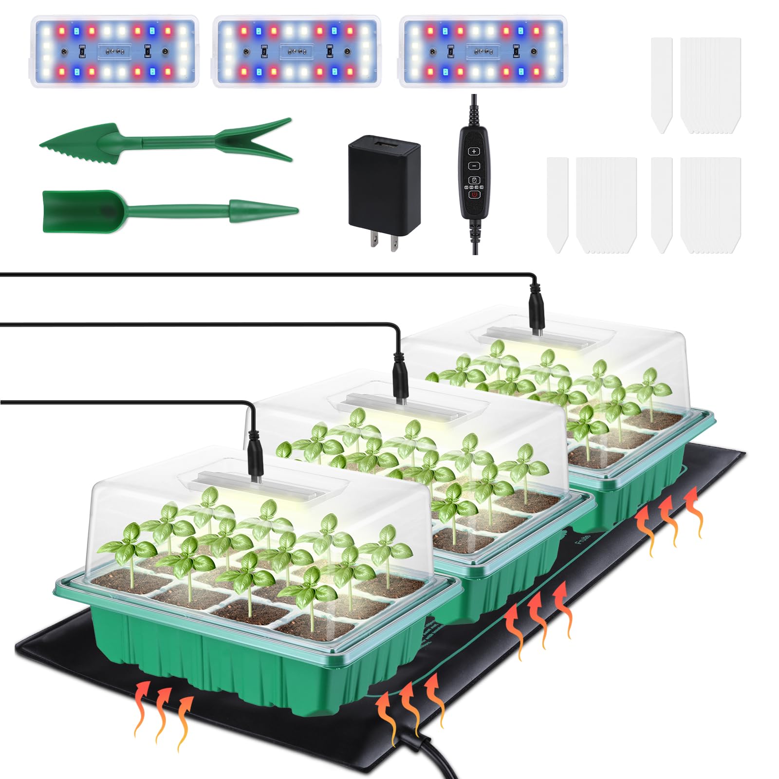 RODINTO seed starter trays set with 36 large cells for organized seedling growth.