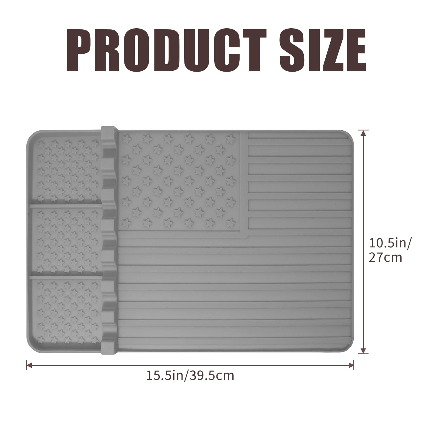 Rodnsurw grey mat highlighting seven slots for BBQ tools.