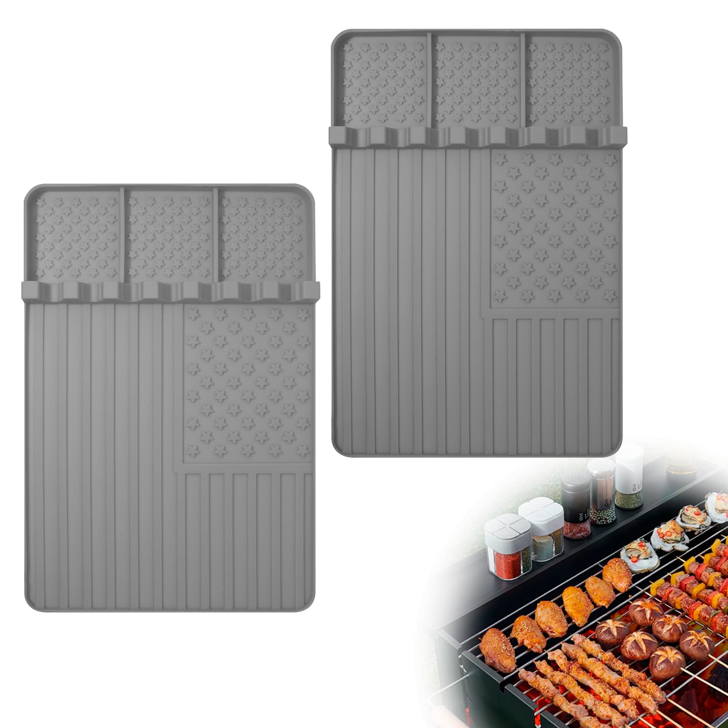 Rodnsurw mat protecting grill surface from scratches during cooking.