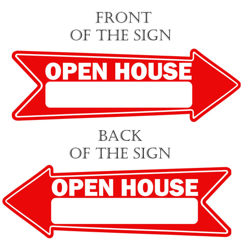 Rogue River Tactical open house arrow yard sign back side clearly communicates directions.