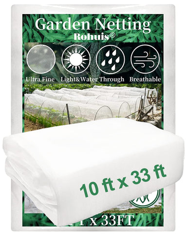 Rohuis garden netting over a raised bed protecting vegetables while letting sun through
