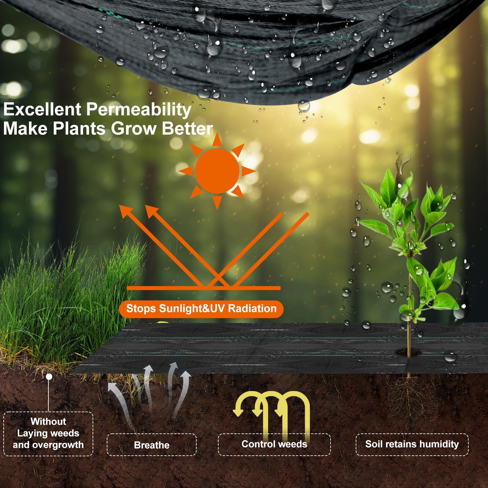 Rohuis heavy-duty woven ground cover supports long-lasting weed blocking.