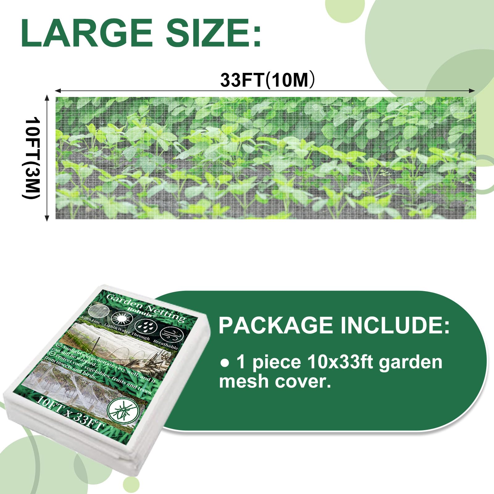 Rohuis netting deterring cicadas and birds around a plant row
