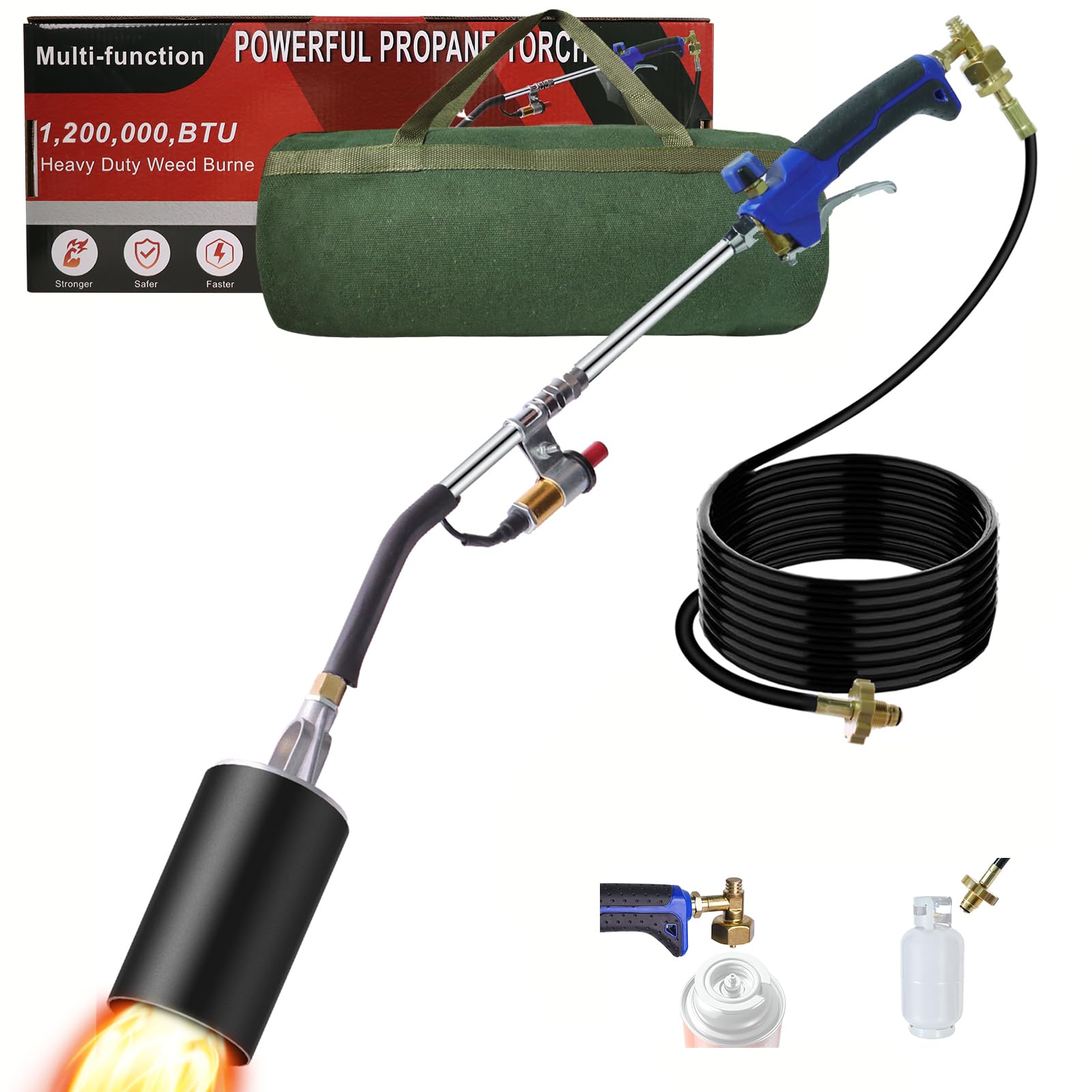 ROIKETU weed torch burner assembly showing robust build and heat capability