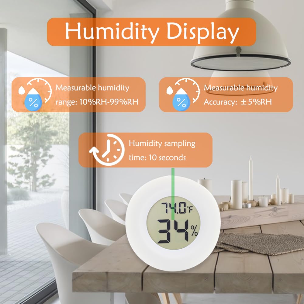 Rojuna digital hygrometer provides precise temperature and humidity at a glance.