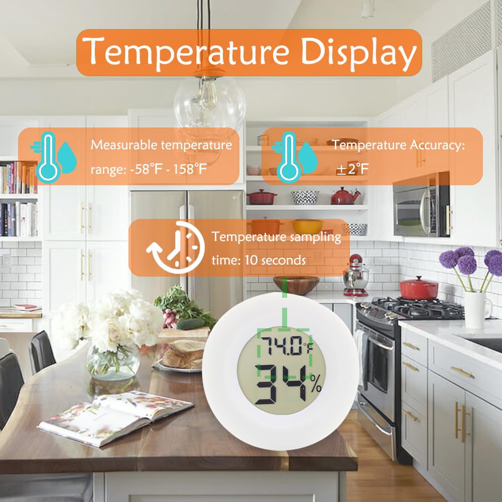 Rojuna hygrometer compact monitor for indoor and outdoor climate conditions.