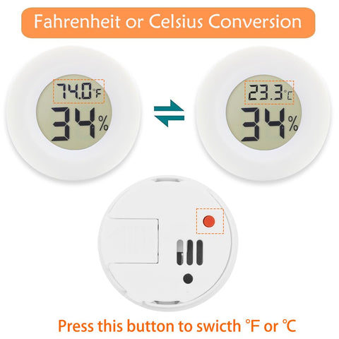 Rojuna mini round hygrometer installation-friendly with a panel hole for setup.