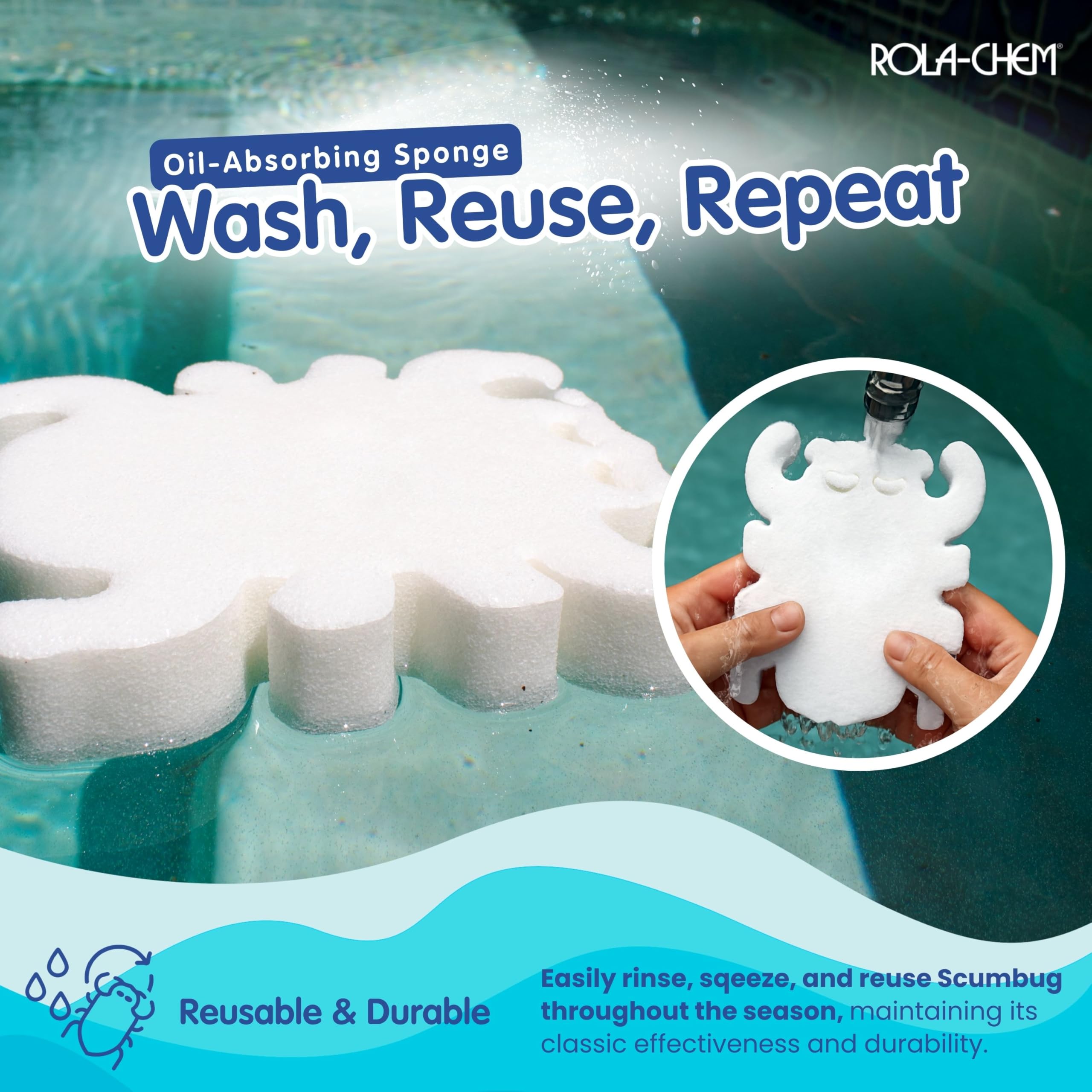Rola-Chem Scumbug easy to rinse and reuse after soaking.