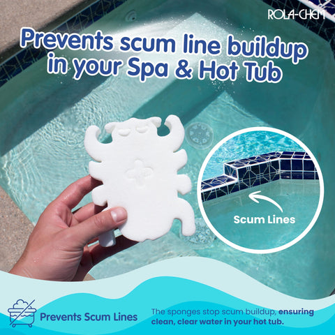 Rola-Chem Scumbug+ absorbs oils and grime on water surface.
