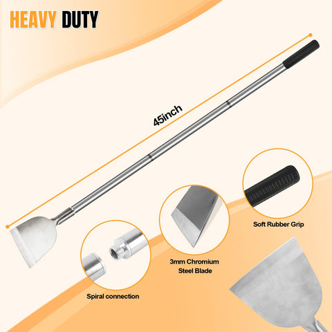ROLKAR ergonomic non-slip grip improves comfort during long scraping sessions.