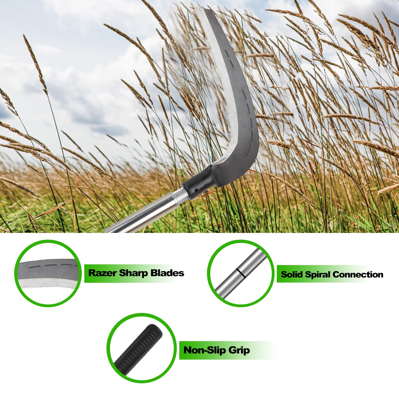 ROLKAR adjustable handle adapts to your stance for reduced knee strain