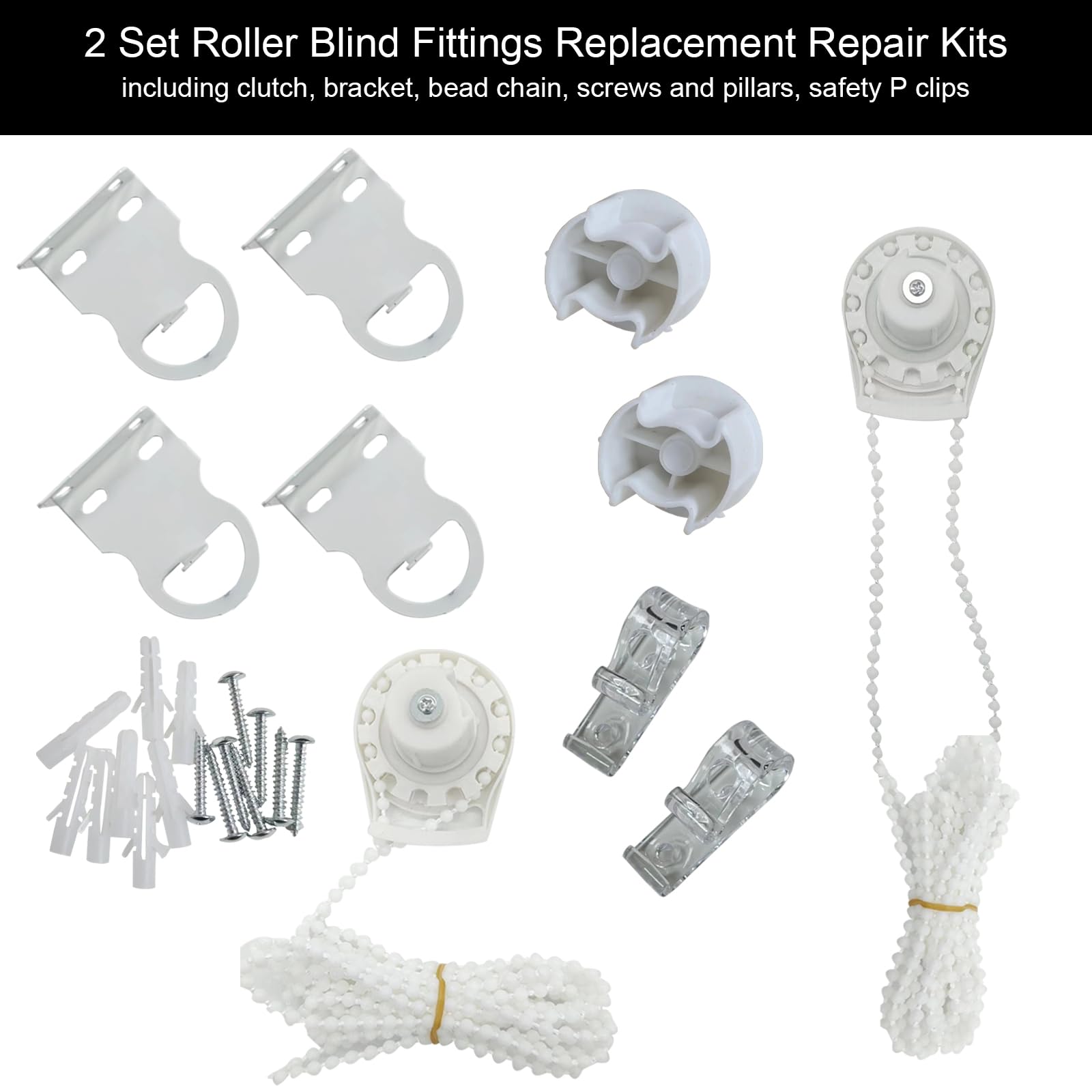 1.5 meter chain length with safety device included with blinds kit.