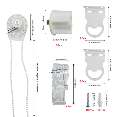 Roller shade connector kit brackets in white for secure mounting.