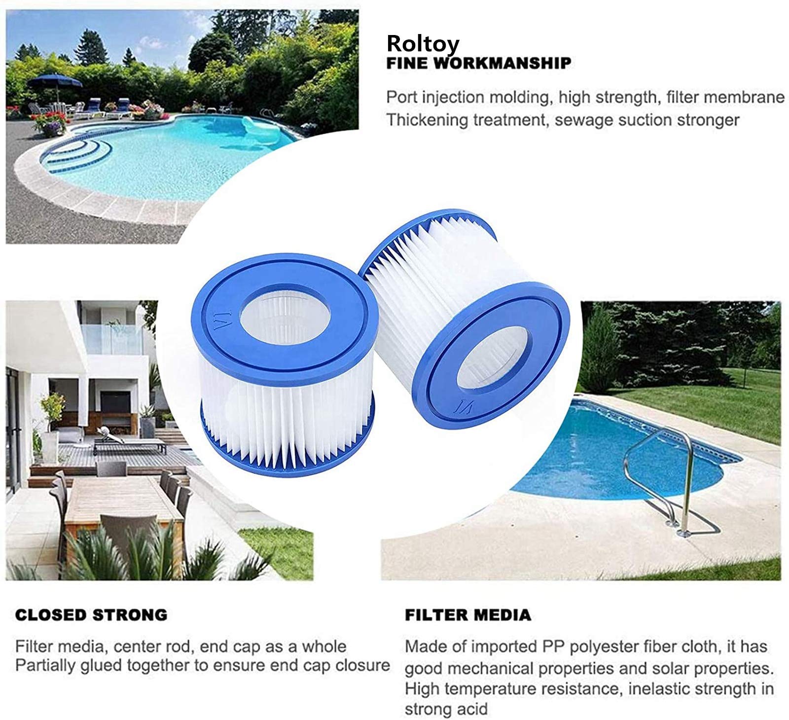 Roltoy easy-maintenance filter media designed for quick rinses.