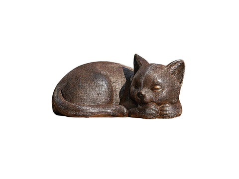 Roman Garden bronze sleeping cat statue in garden enhances curb appeal.