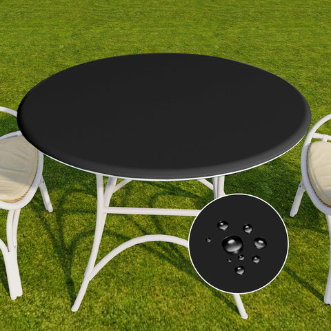Romanstile round tablecloth with elastic edge for a secure outdoor fit