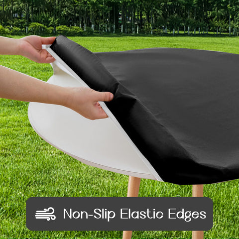 Romanstile waterproof material protects tables from spills during outdoor meals