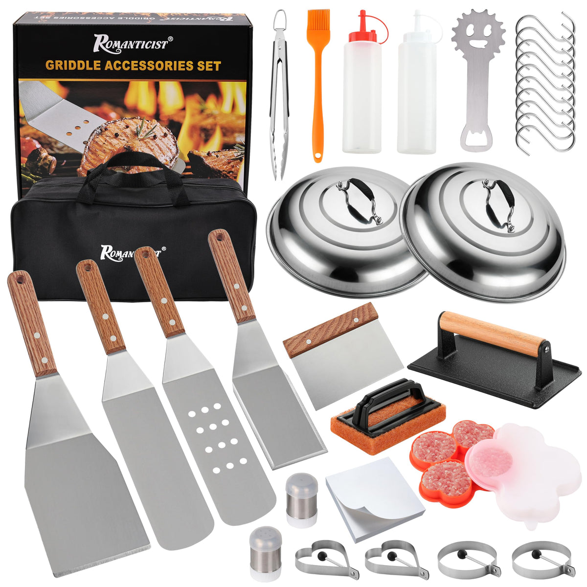 ROMANTICIST 132pc griddle accessories kit for professional flat-top grilling