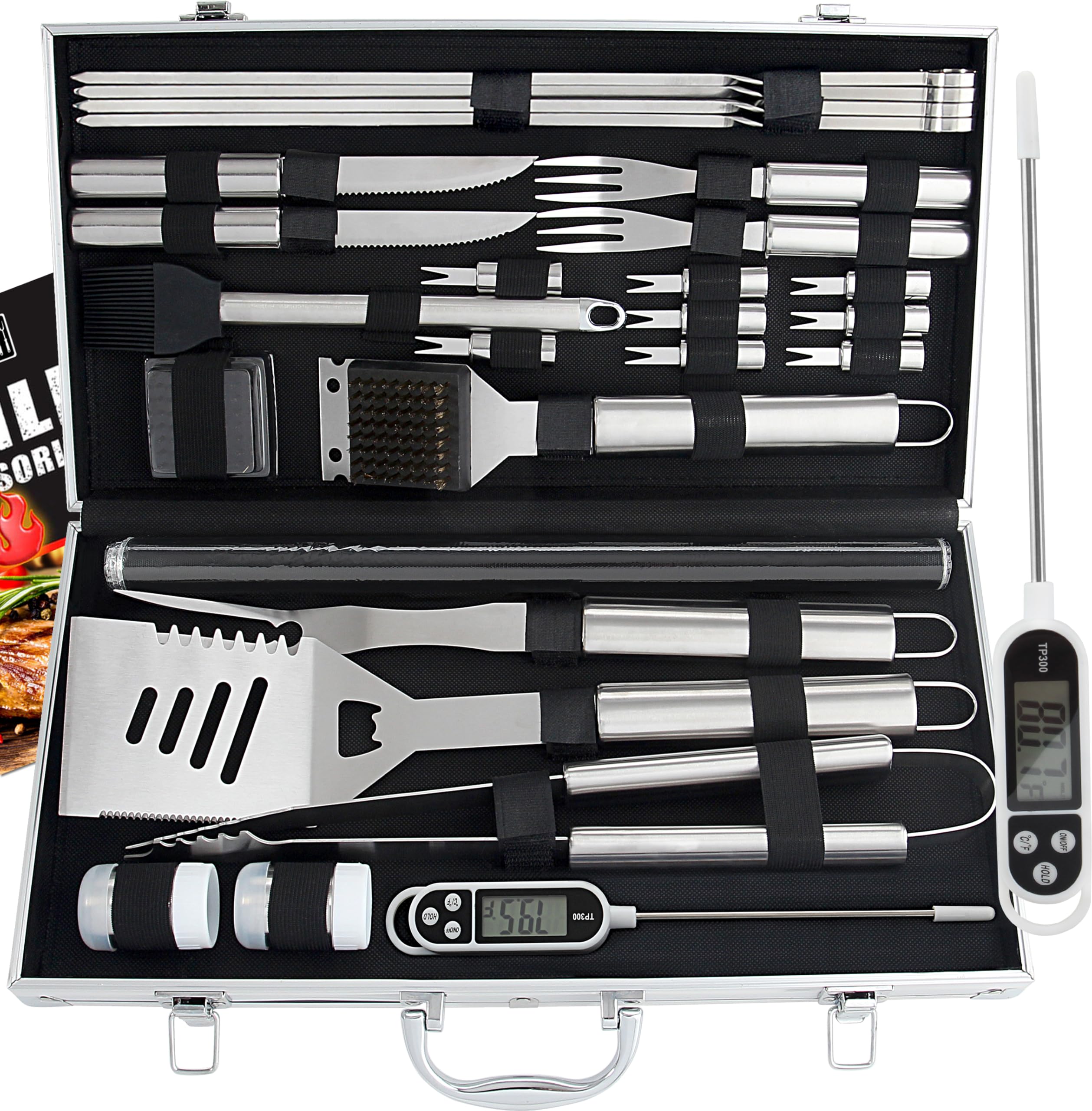 ROMANTICIST 28pcs BBQ set in case for organized outdoor grilling
