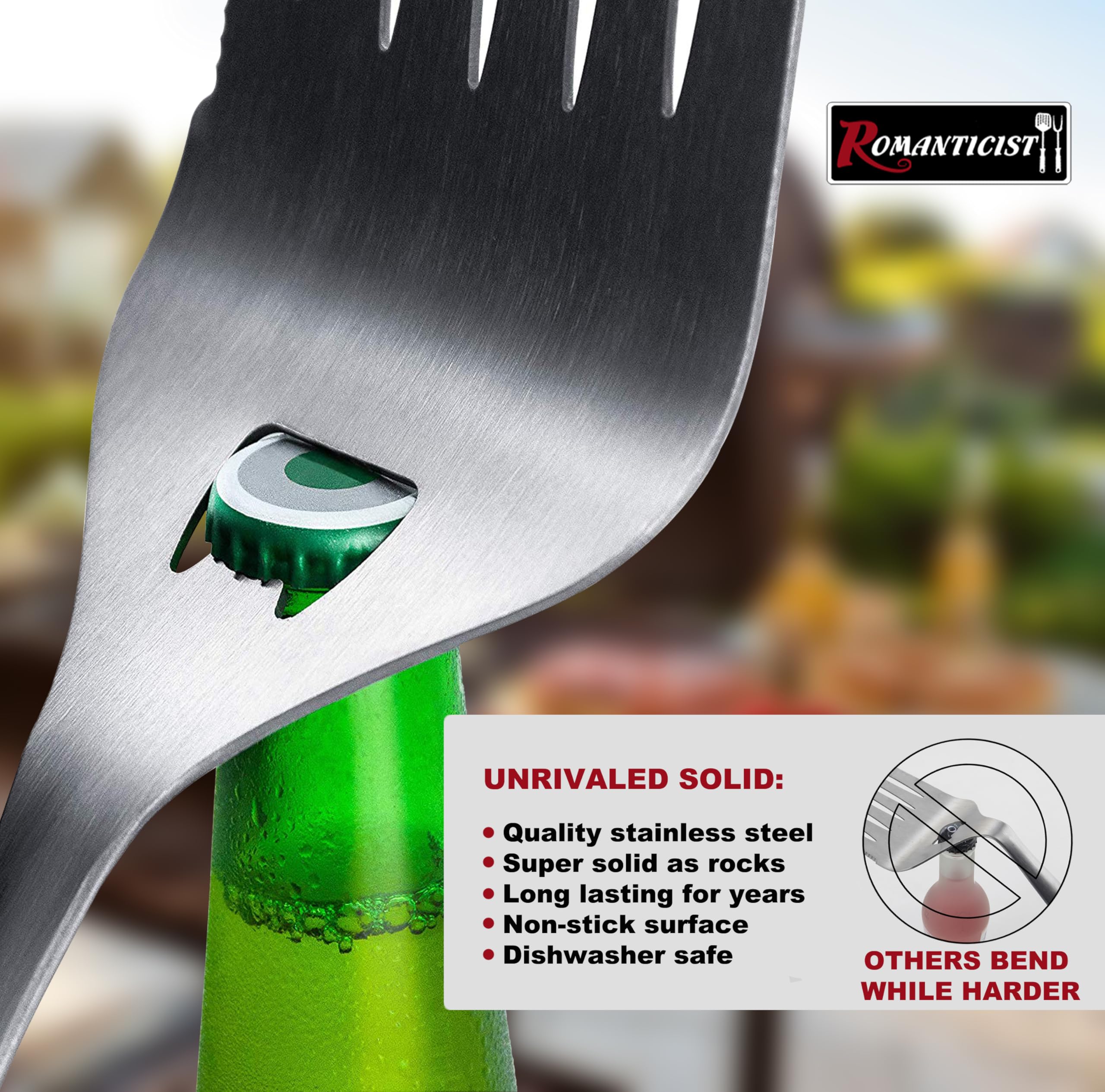 ROMANTICIST grill fork with ergonomic grip for meat and veg skewering
