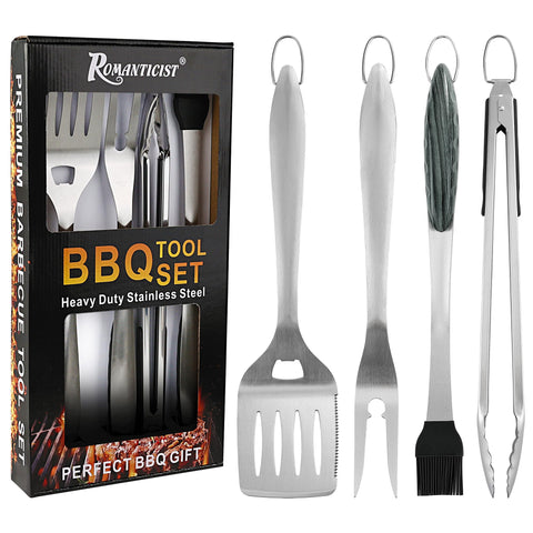 ROMANTICIST 4pc grill spatula showing sturdy heat-resistant blade for precise turning
