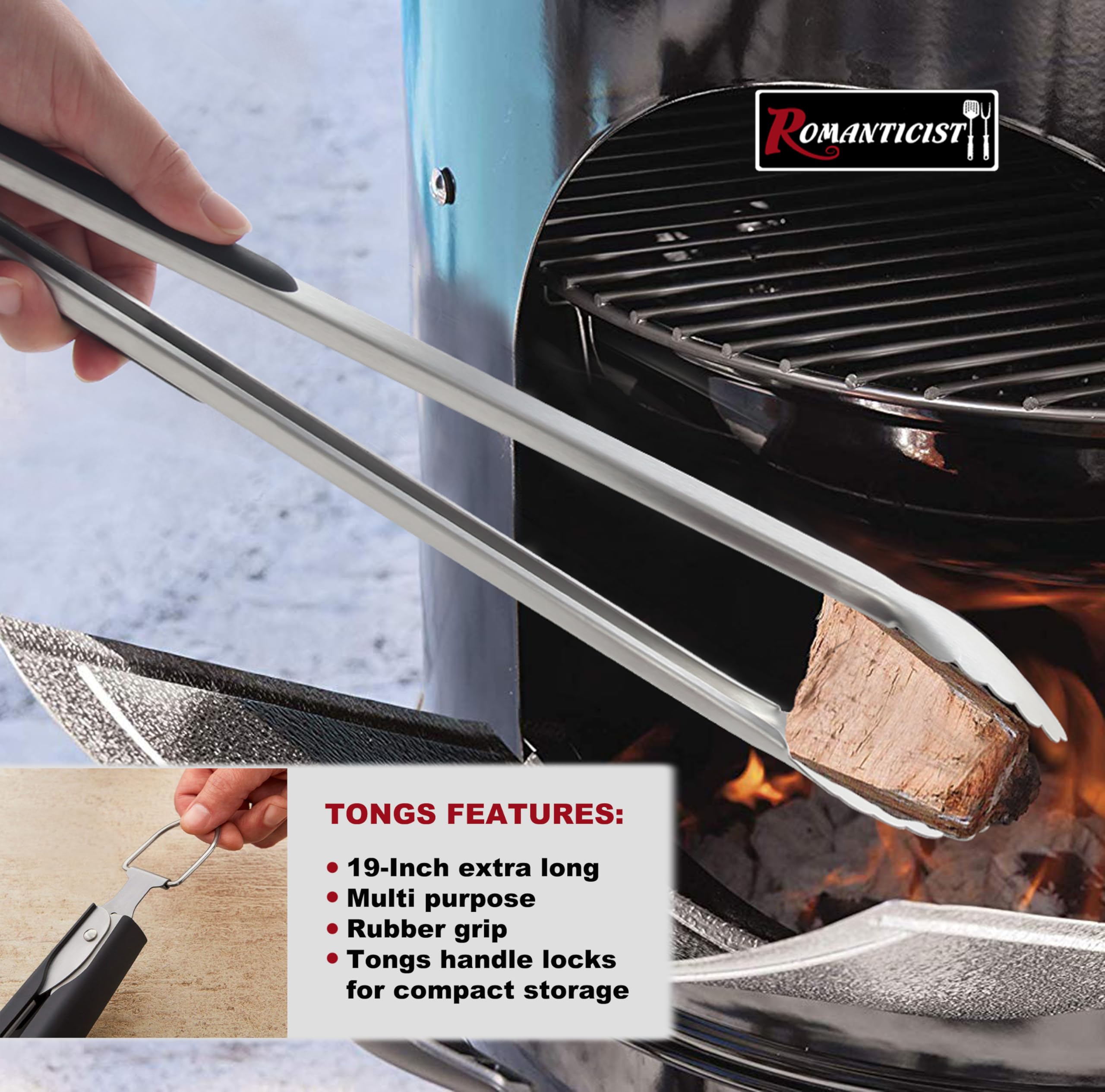 ROMANTICIST grill set hanging loop design enables neat storage and quick access