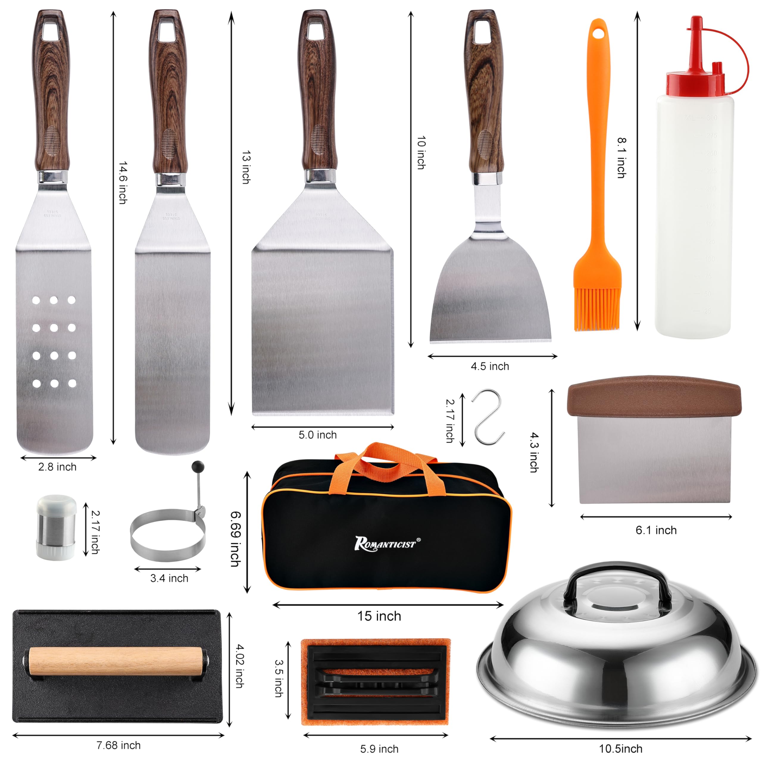 ROMANTICIST extra wide burger spatula broad surface for even patty handling