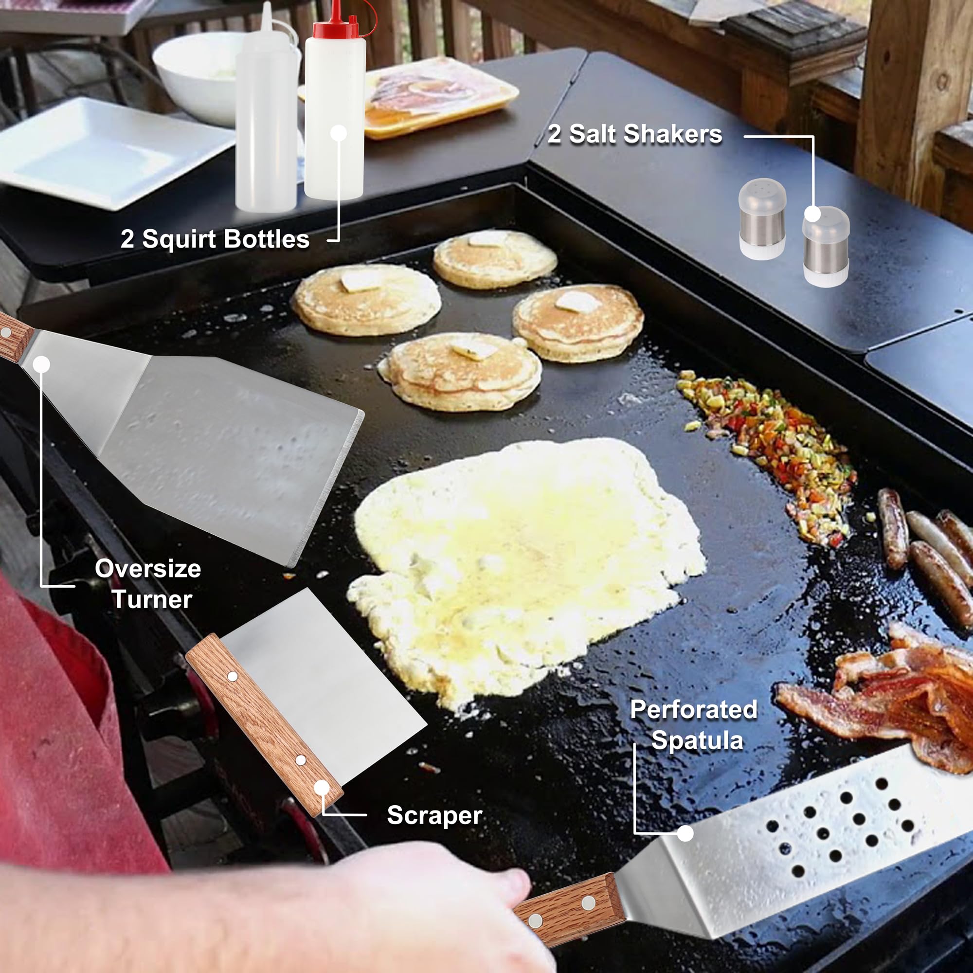ROMANTICIST oversized griddle turner for easy large-item grilling
