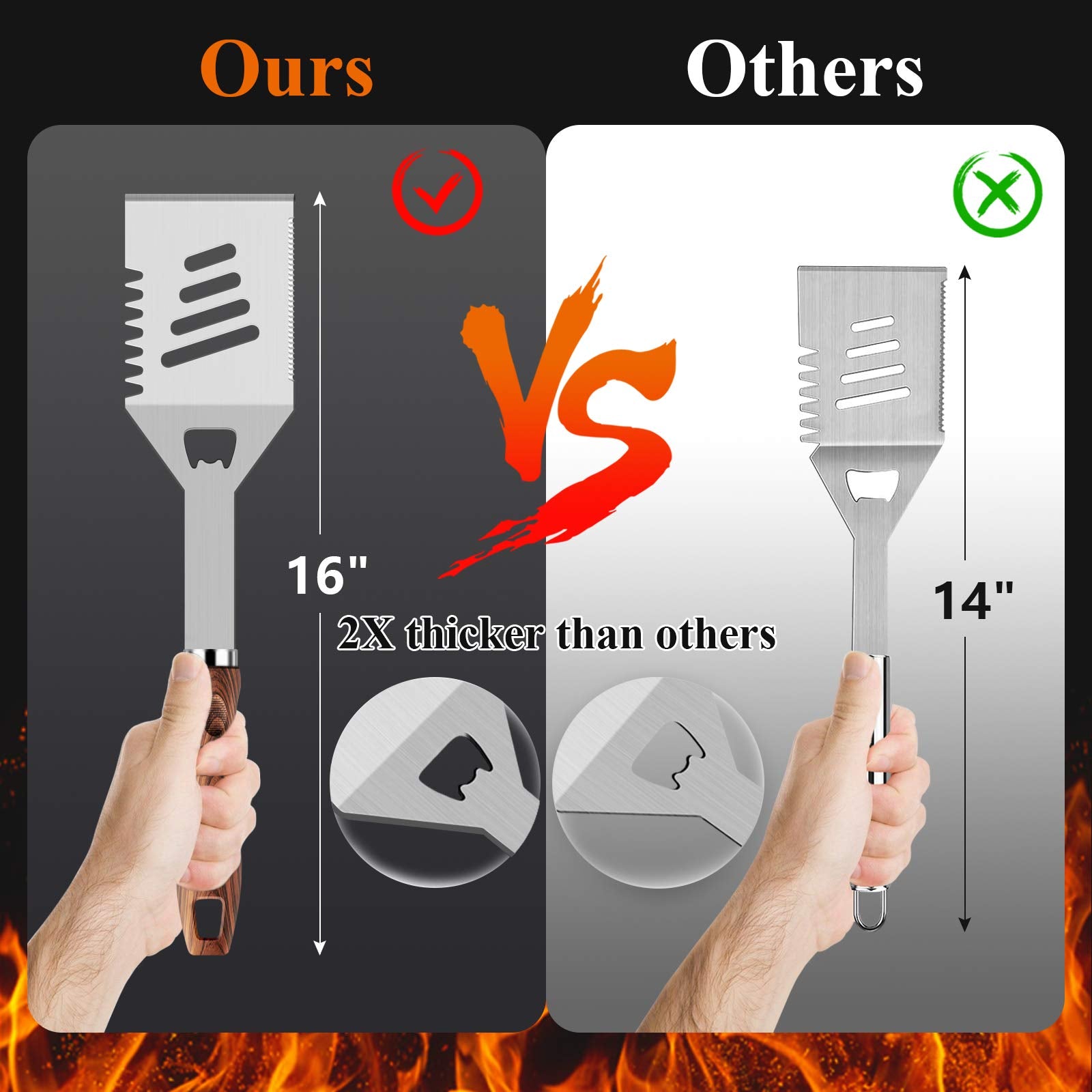 ROMANTICIST spatula with built-in bottle opener for convenient grilling sessions