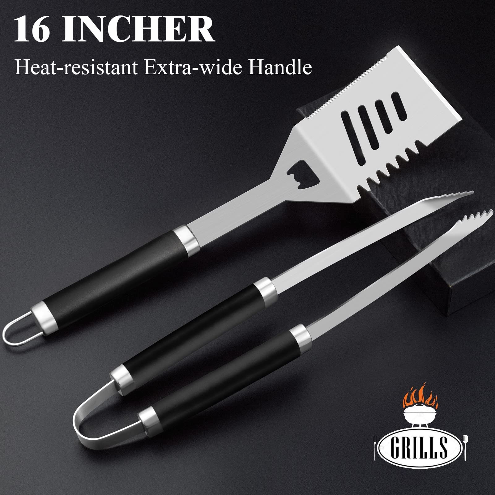 ROMANTICIST stainless steel barbecue tools set ready for heavy-duty grilling sessions